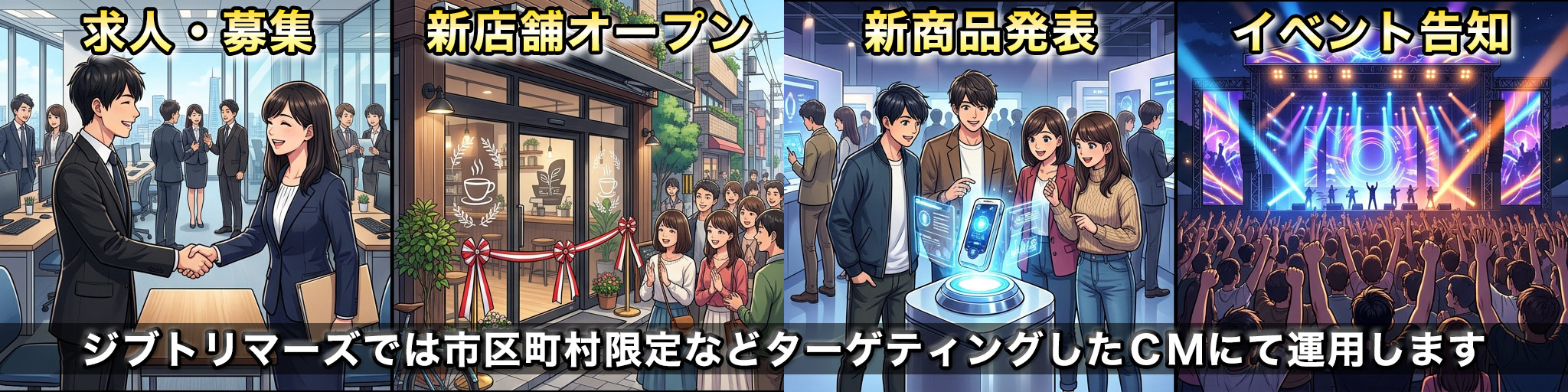 TVerセグメント求人募集・新店舗オープン・イベント告知・新商品発表